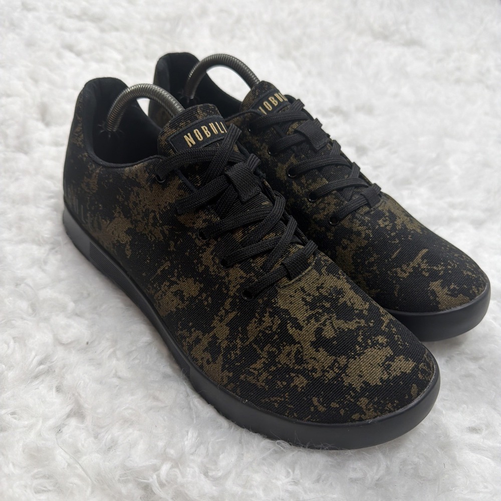NOBULL Canvas Trainer Mens Size 11.5 Black Gold Athletic Running Shoes Sneakers
